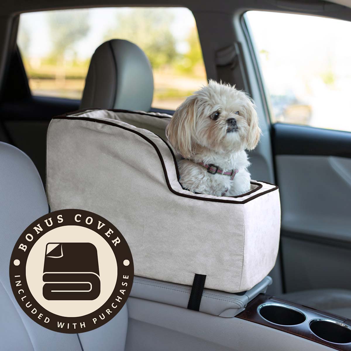 Second Product Image for Highback Console Microsuede Dog Car Seat + Extra Cover