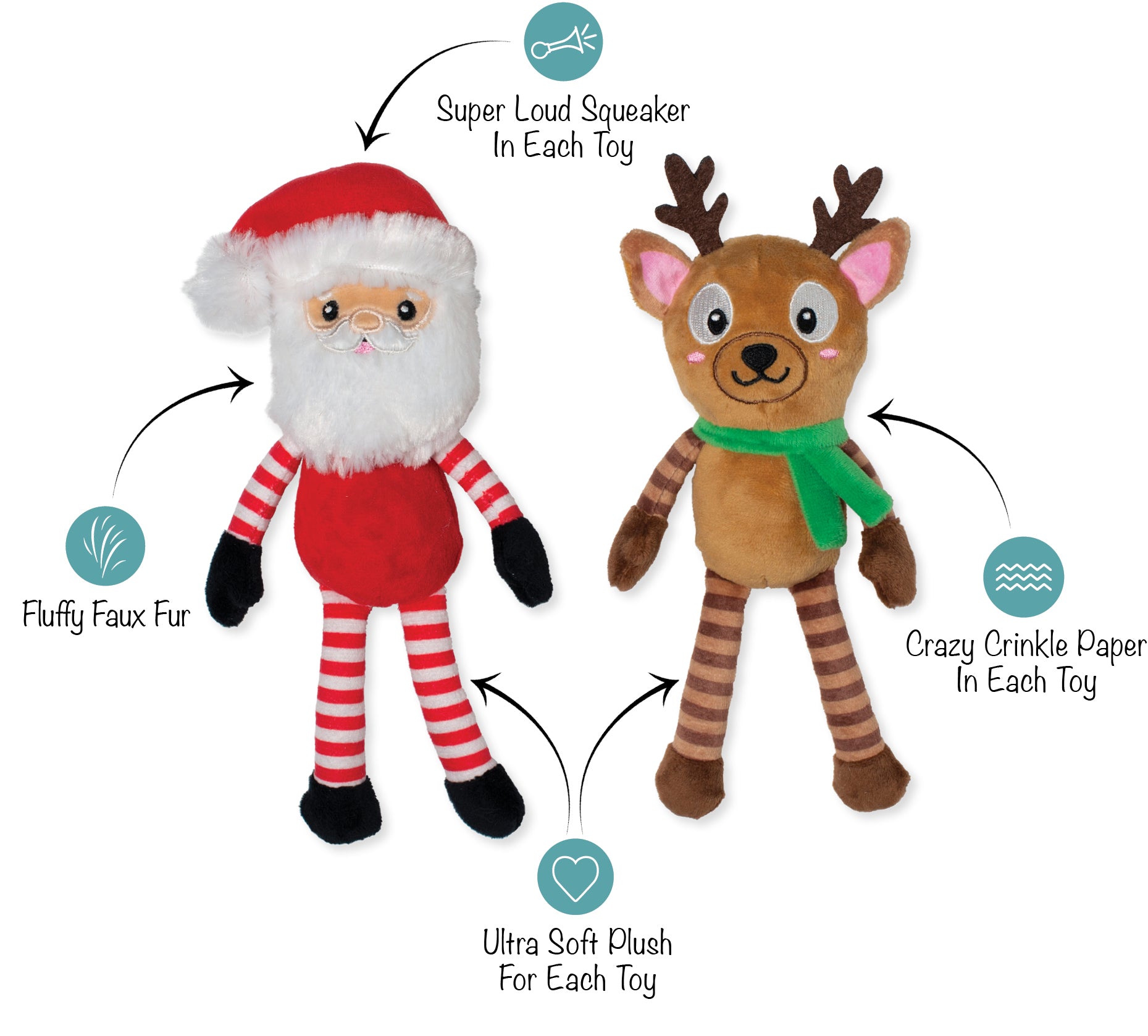 Furry Little Christmas Pals Dog Toy 8-Pack