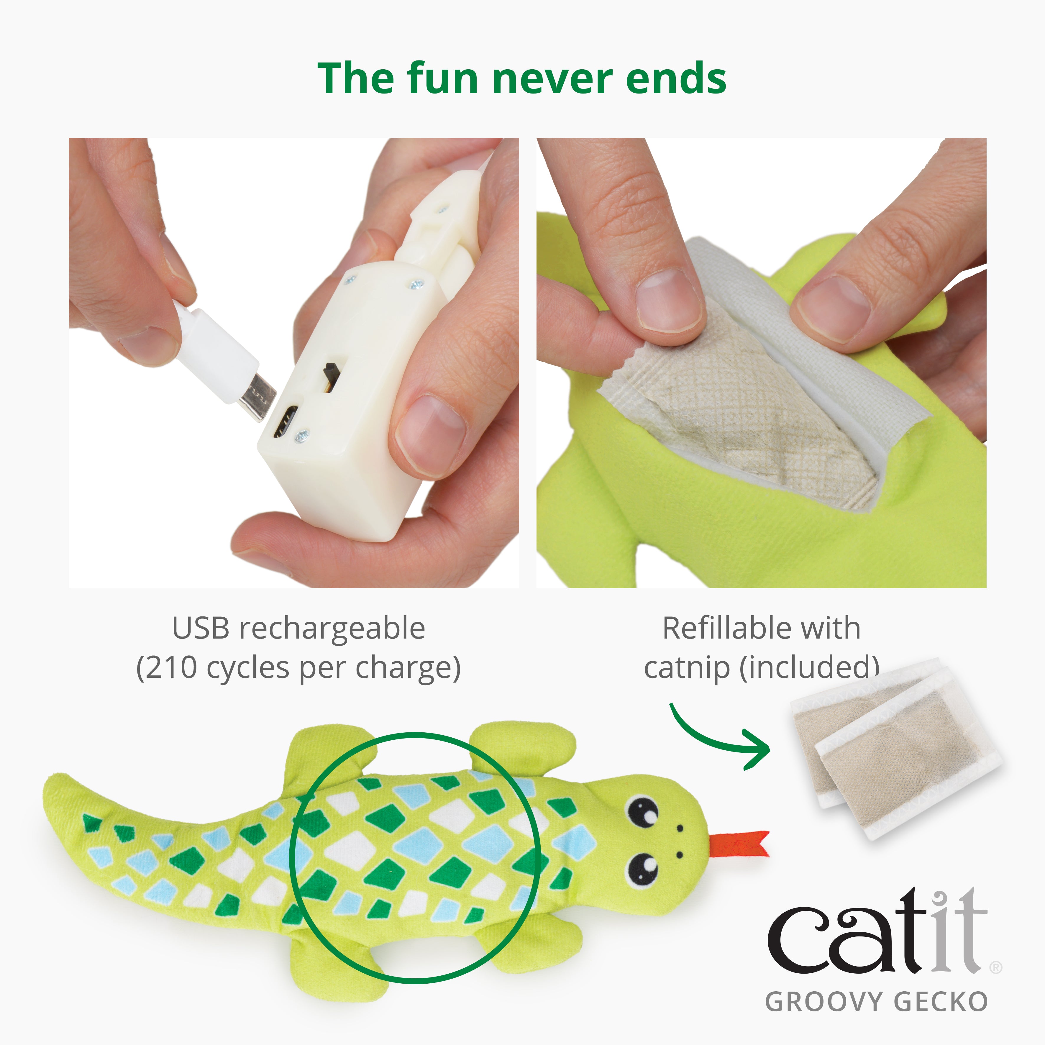 Catit Groovy Fish & Gecko 2-Piece Cat Toy Set