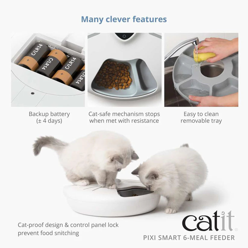 Catit PIXI Smart 6-Meal Feeder w/Stainless Steel Tray