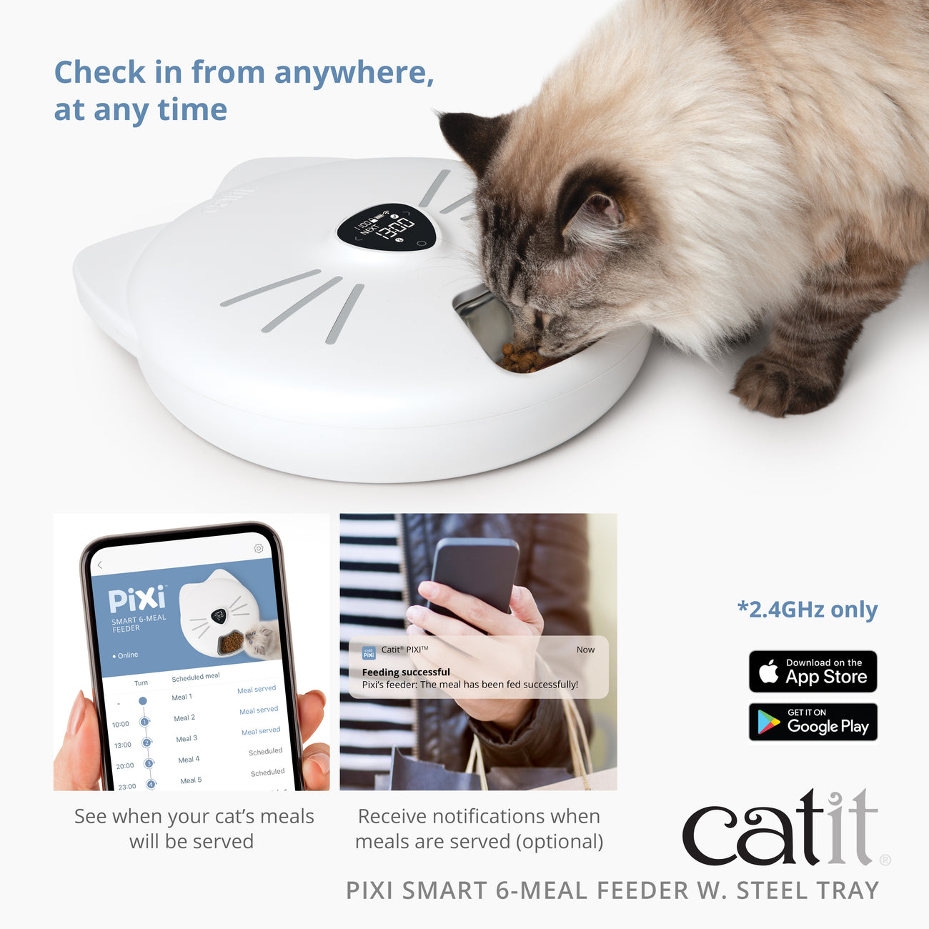 Catit PIXI Smart 6-Meal Feeder w/Stainless Steel Tray