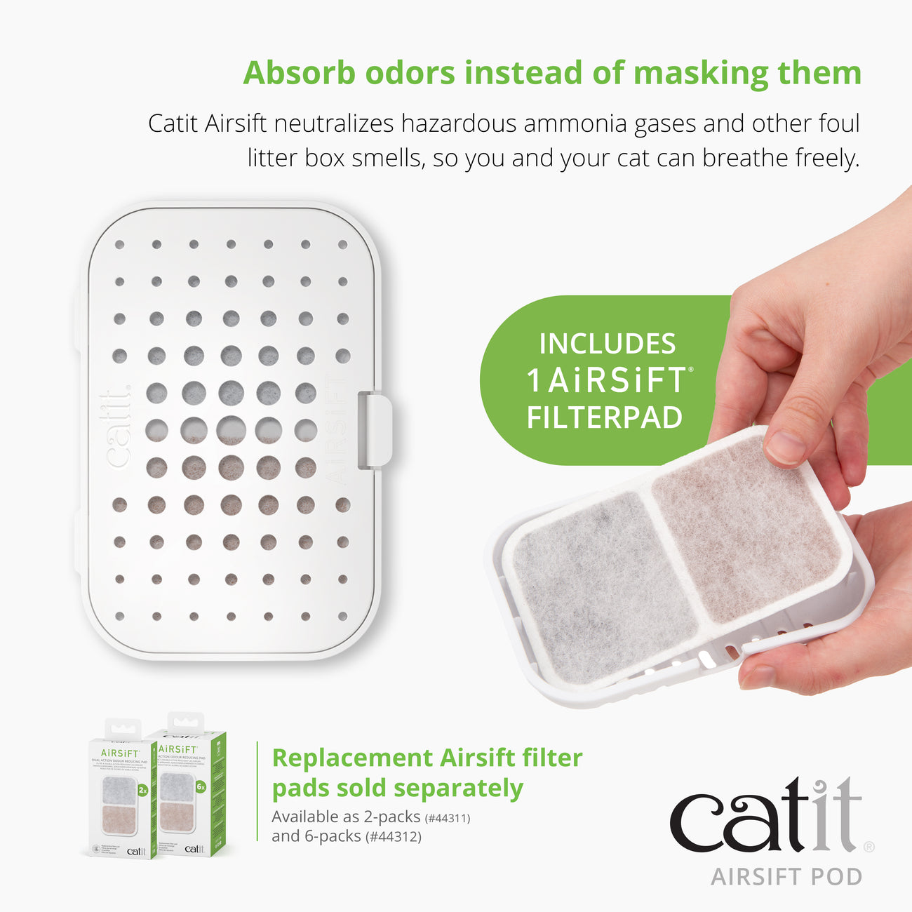 Catit Airsift Dual Action Air Purifier Pad, 6pk