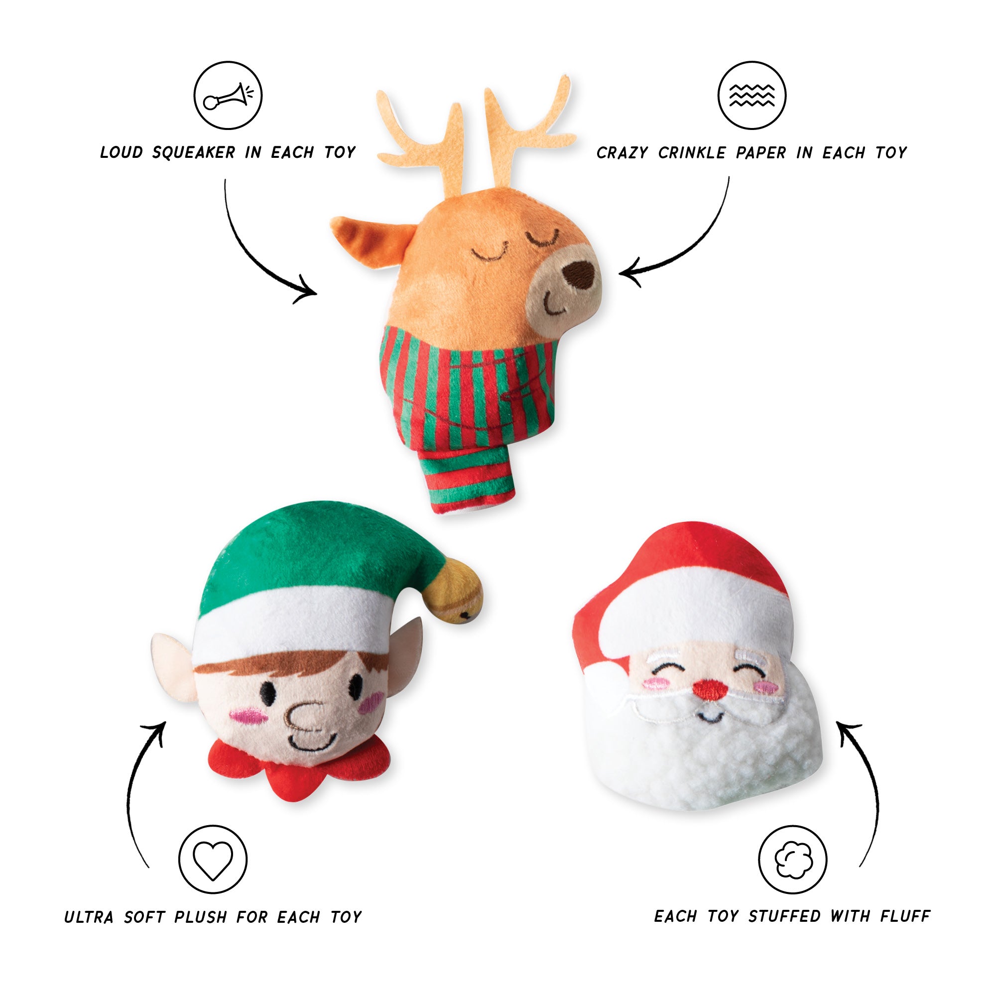 Furry Little Christmas Pals Dog Toy 8-Pack