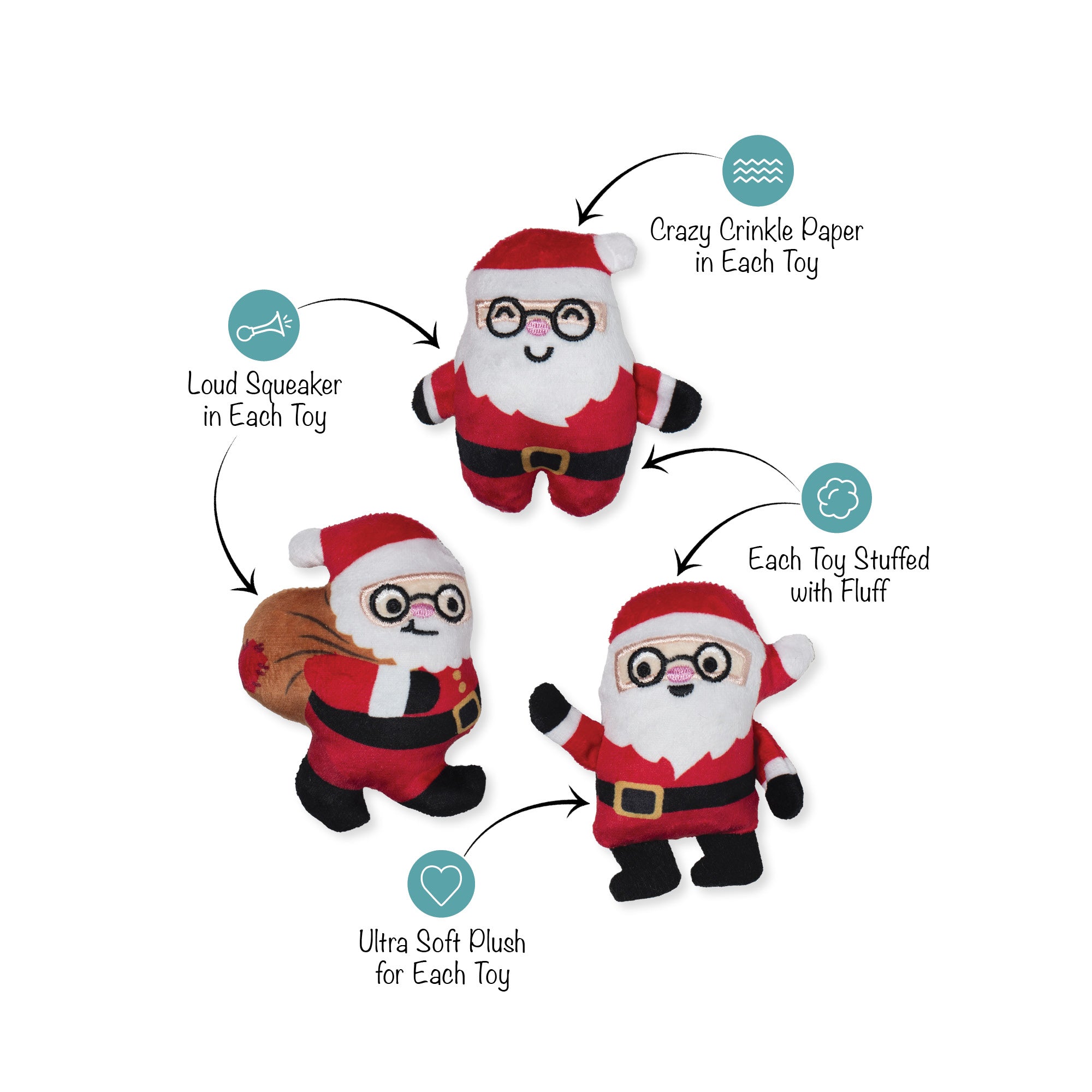 Furry Little Christmas Pals Dog Toy 8-Pack