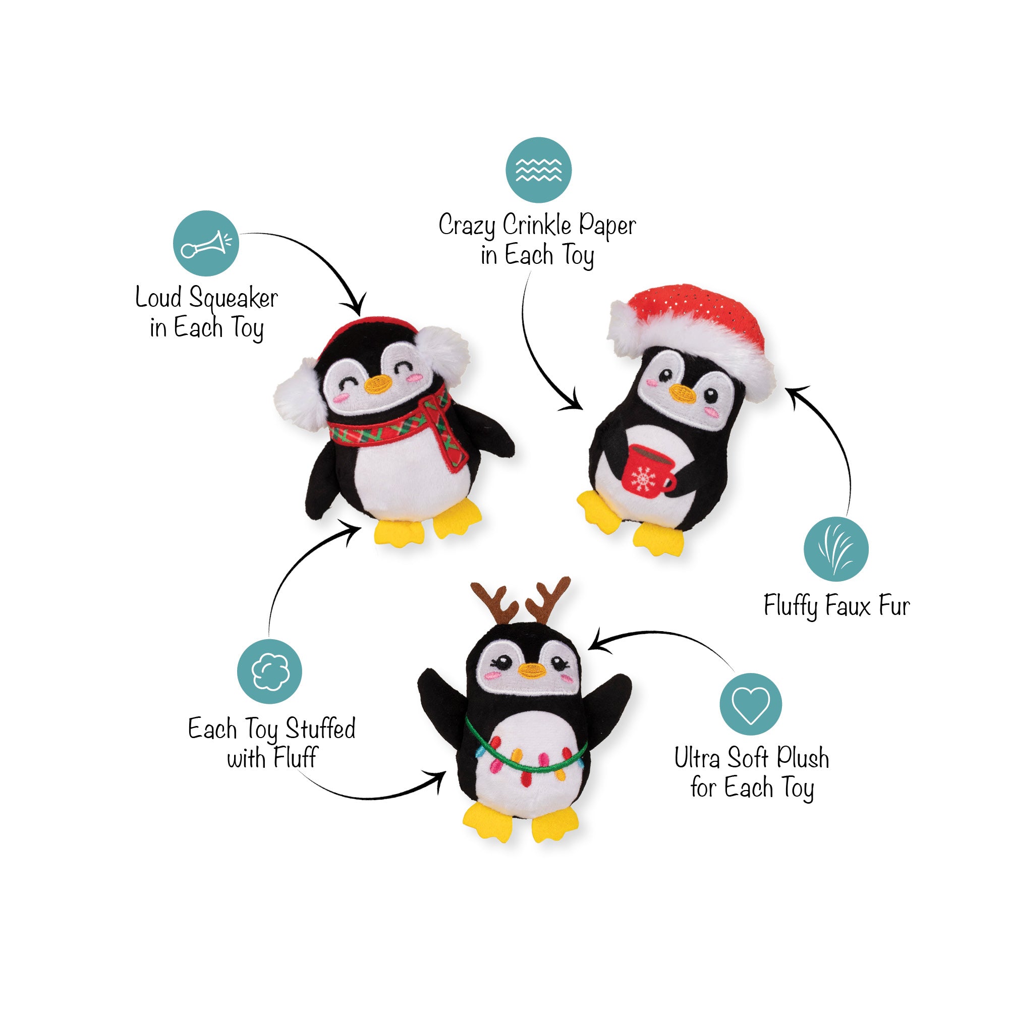 Frosty Friends Mini Winter Dog Toys 8-Pack