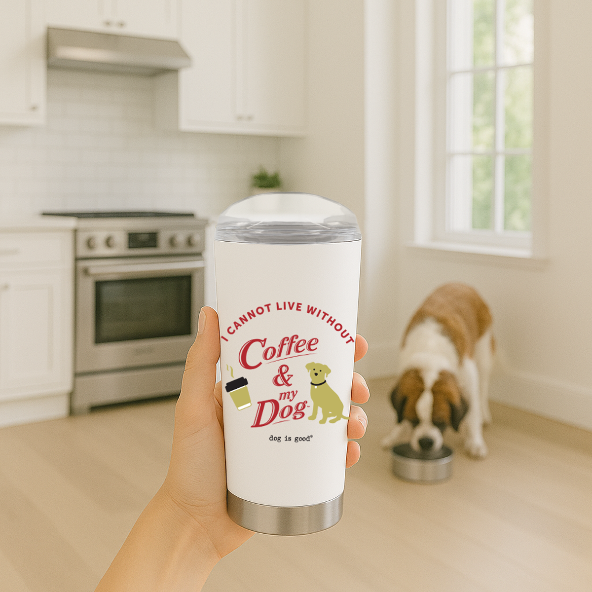 Coffee & My Dog 18-oz Double-Wall Stainless Steel Tumbler