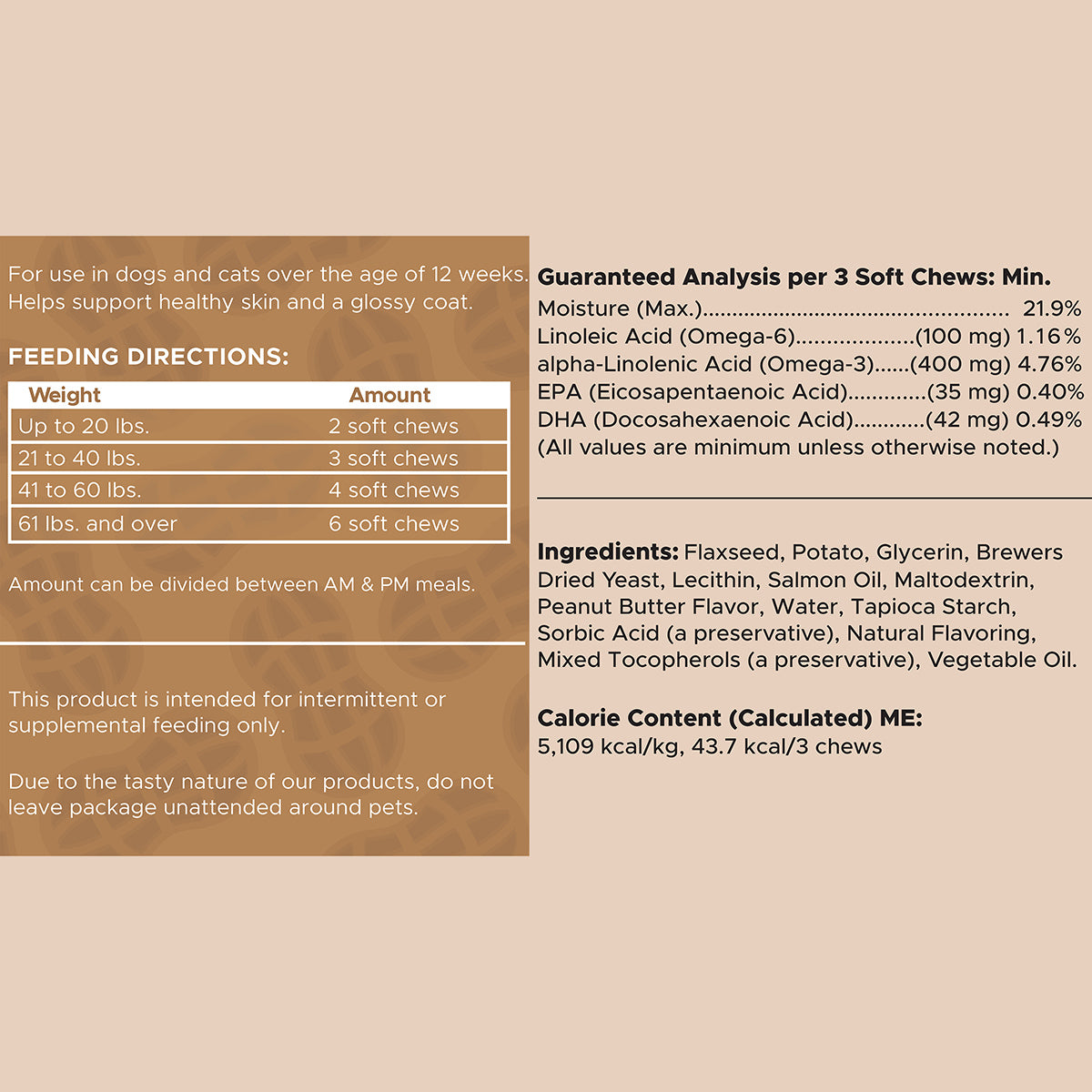 Omega Peanut Butter Skin + Coat Soft Chews