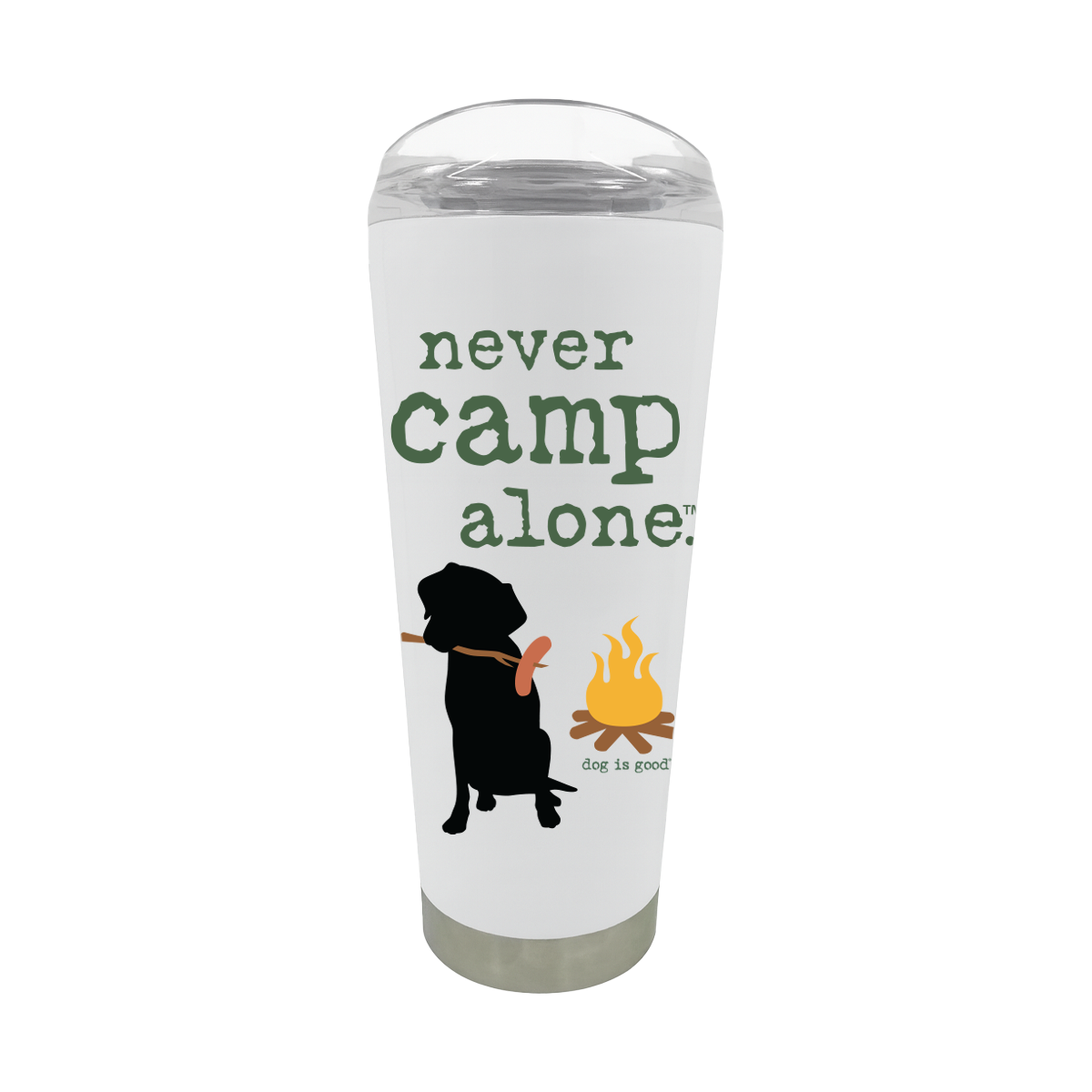 Never Camp Alone 18-oz Double-Wall Stainless Steel Tumbler