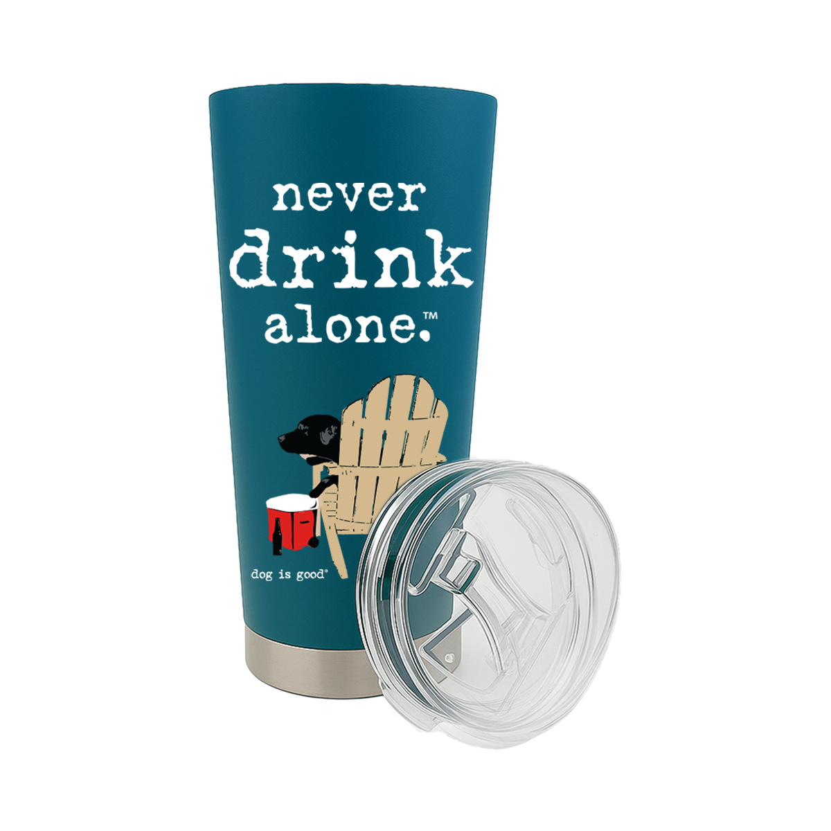Never Drink Alone 18-oz Double-Wall Stainless Steel Tumbler