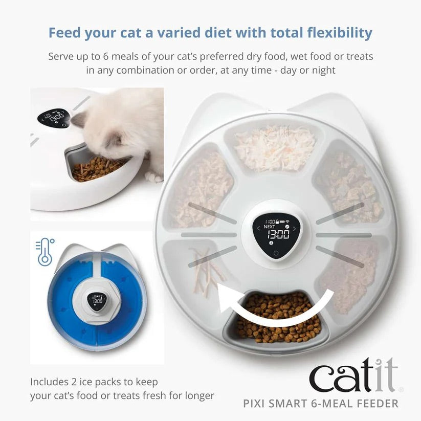 Catit PIXI Smart 6-Meal Feeder w/Stainless Steel Tray